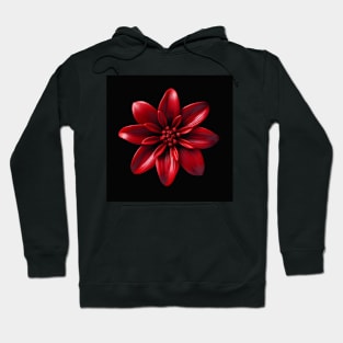 Vibrant Red Flower Pattern on Black Background Hoodie